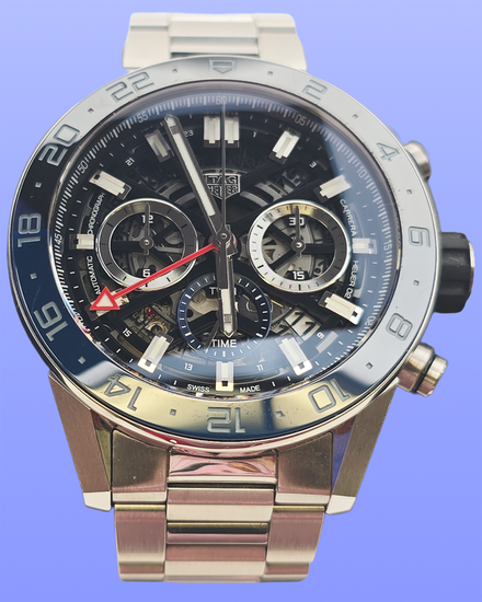 No Reserve - 2022 TAG Heuer Carrera 45MM Skeleton Dial Steel Bracelet (CBG2A1Z)