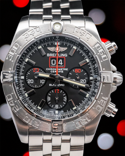 2012 Breitling Blackbird Chronomat L. E. 44MM Black Dial Steel Bracelet (A44360)