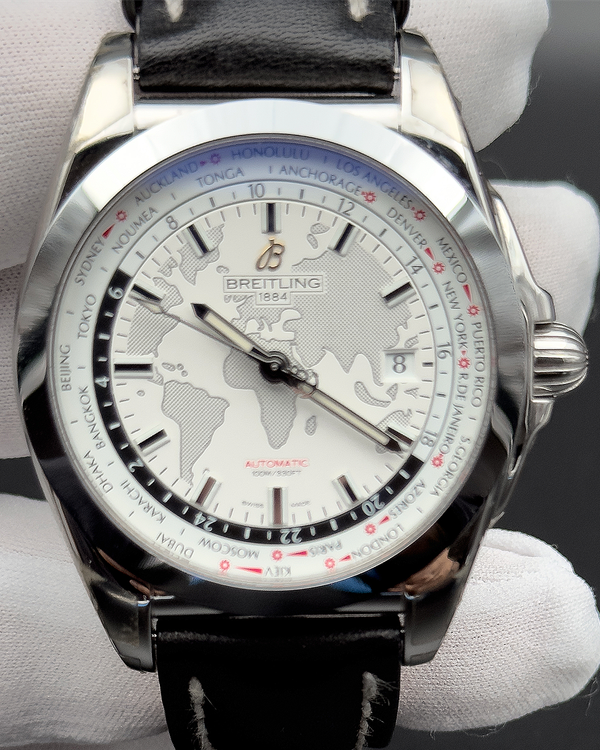 Breitling Galactic Unitime 44MM White Dial Leather Strap (WB3510)