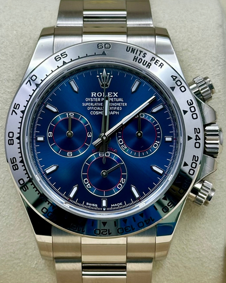 2025 Rolex Cosmograph Daytona 40MM Blue Dial White Gold Oyster Bracelet (126509)