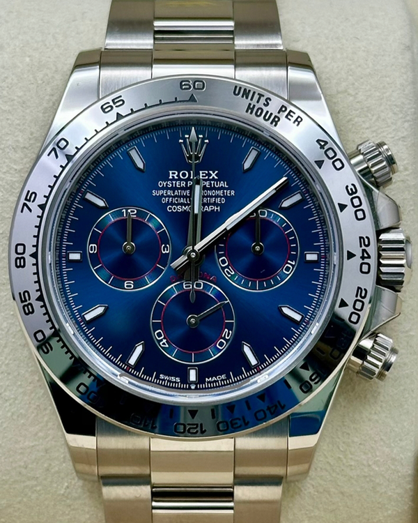 2025 Rolex Cosmograph Daytona 40MM Blue Dial White Gold Oyster Bracelet (126509)