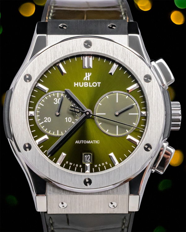 2022 Hublot Classic Fusion Chronograph 45MM Green Dial Leather Strap (521.NX.8970.LR)