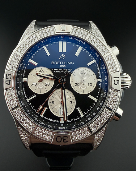 No Reserve - Breitling Chronomat 42MM Black Dial Rubber Strap (AB0134)