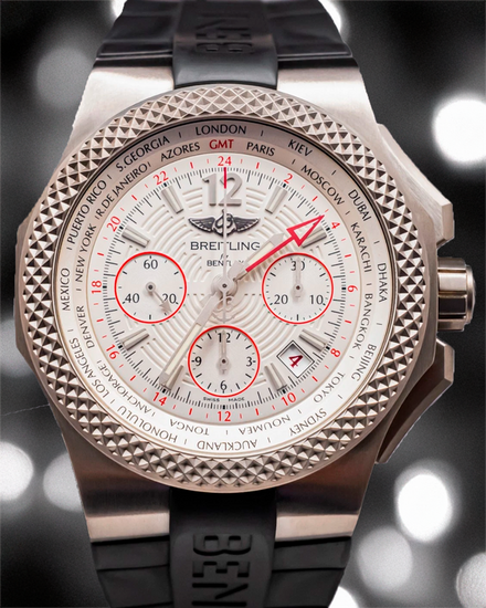 2017 Breitling Bentley B04 Light Body GMT 45MM White Dial Rubber Strap (EB043335/G801)