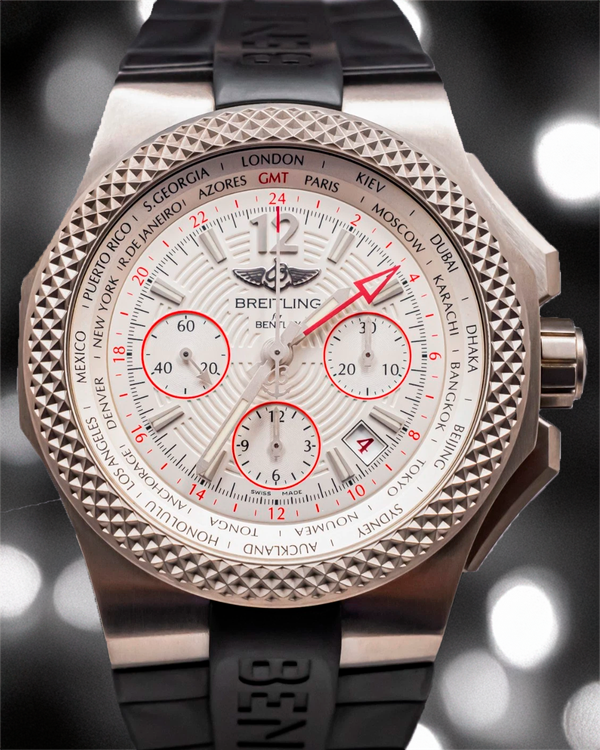 2017 Breitling Bentley B04 Light Body GMT 45MM White Dial Rubber Strap (EB043335/G801)
