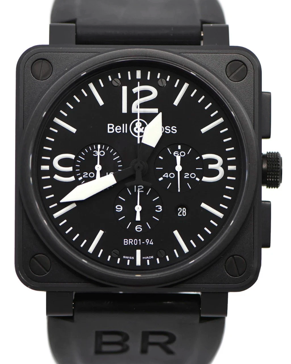 Bell & Ross BR 01 94 Chronograph 42MM Black Dial Rubber Strap (BR01-94-S)