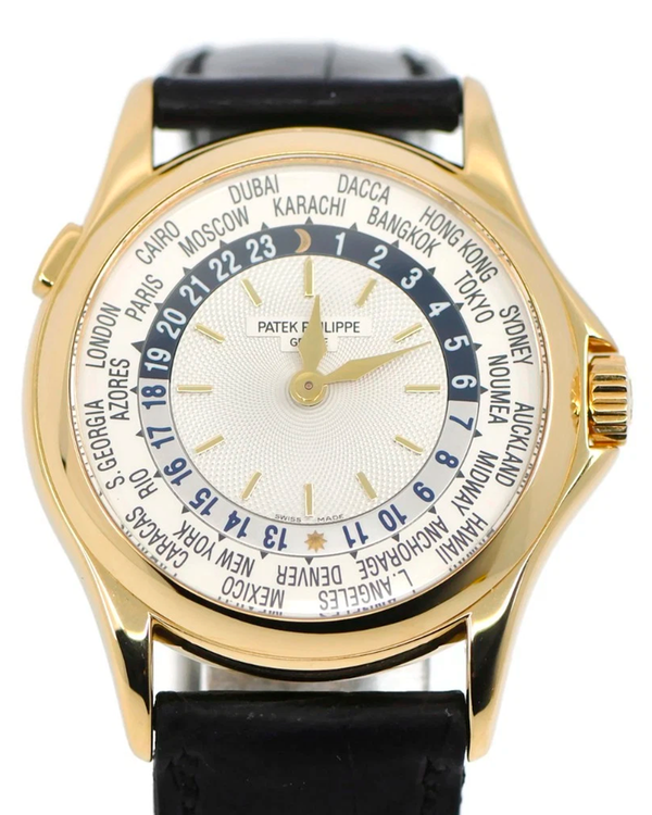 2004 Patek Philippe World Time 37MM Silver Dial Leather Strap (5110J-001)