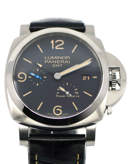 Panerai Luminor GMT 1950 3 Days 44MM Black Dial Leather Strap (PAM01321)
