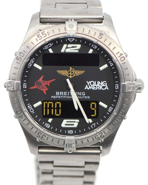 1999 Breitling Aerospace "Young America" 39MM Quartz Black Dial Titanium Bracelet (E65362)