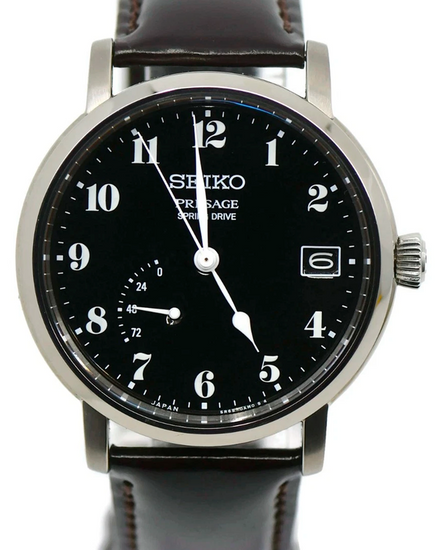 Seiko Presage Spring Drive 40MM Black Dial Leather Strap (SNR039)