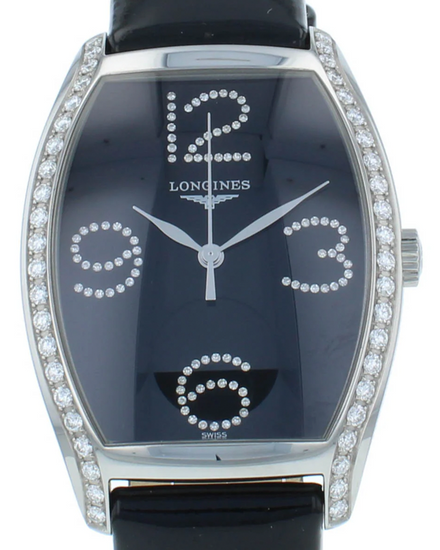 Longines Evidenza 38.7MM Quartz Black Dial Leather Strap (L26550572)