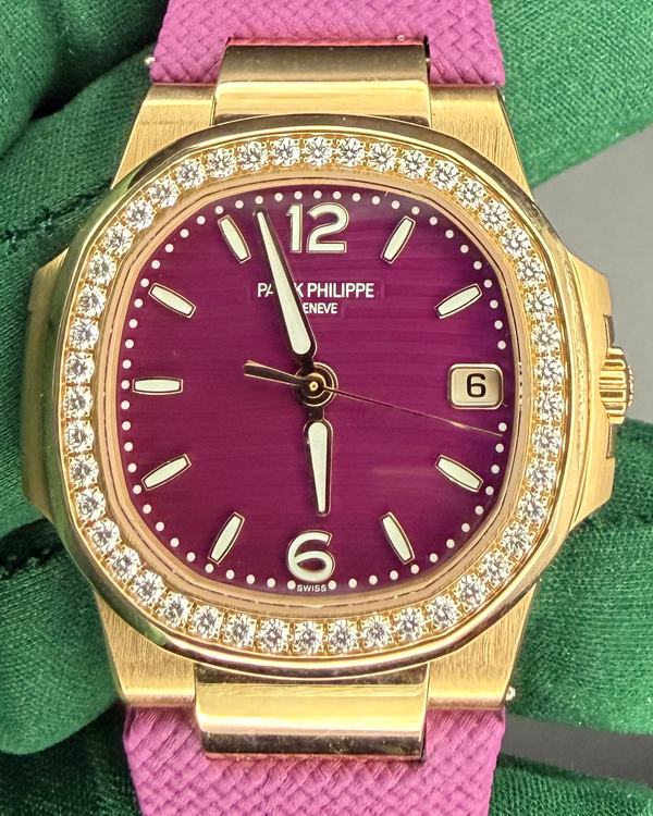 2025 Patek Philippe Nautilus 32MM Quartz Purple Dial Textile Strap (7010R-013)