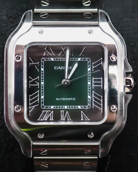 2024 Cartier Santos De Cartier 35.1MM Green Dial Steel Bracelet (WSSA0061)