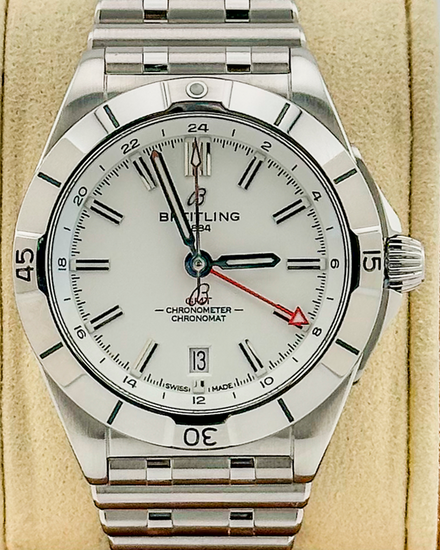No Reserve - 2024 Breitling Chronomat GMT 40MM White Dial Steel Bracelet (A32398)