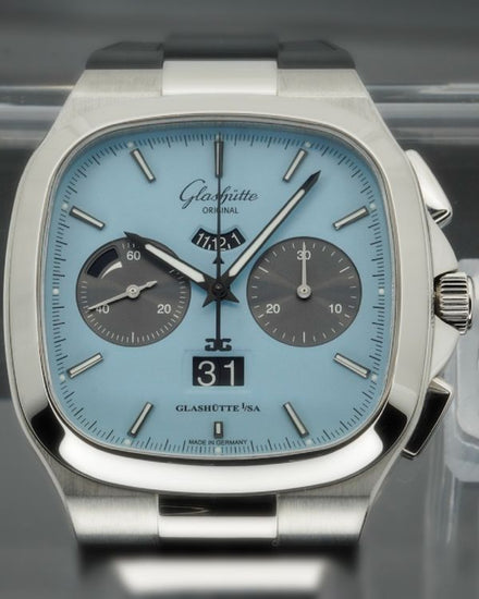 2023 Glashütte Original Seventies Panorama Date Chronograph 40MM Blue Dial Rubber Strap (1-37-02-13-02-63)