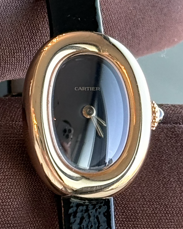 2026 Cartier Baignoire 24.6MM Quartz Black Dial Leather Strap (WGBA0040)