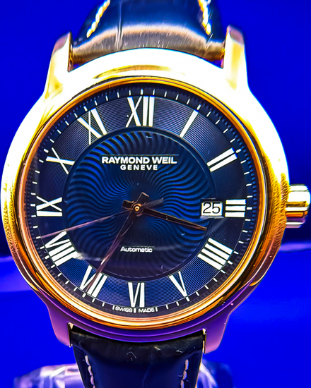 No Reserve - 2023 Raymond Weil Maestro 40MM Blue Dial Leather Strap (2237-PC5-0050)