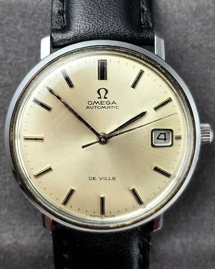 No Reserve - 1968 Omega De Ville 34MM Silver Dial Aftermarket Leather Strap (166.033)