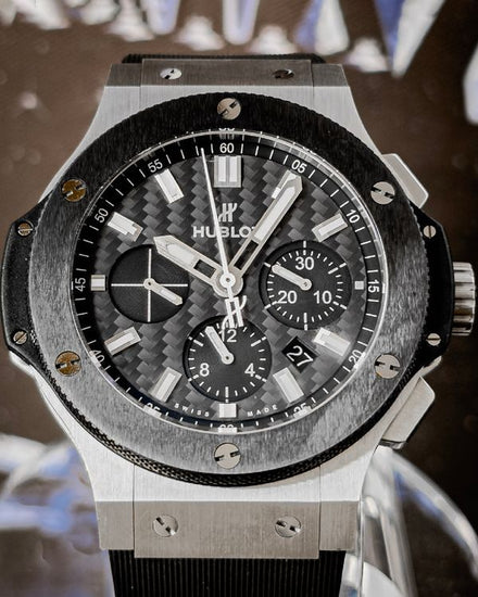 No Reserve - Hublot Big Bang 44MM Carbon Fiber Dial Rubber Strap (301.SM.1170.RX)