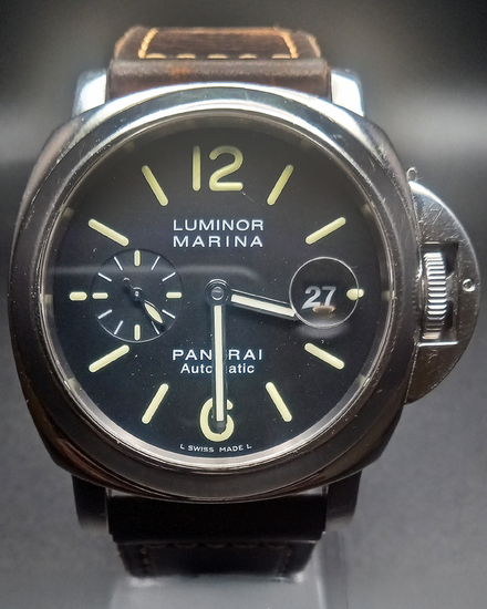 2021 Panerai Luminor Marina 44MM Black Dial Leather Strap (PAM00104)