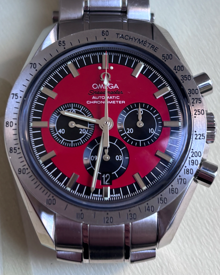 2006 Omega Speedmaster "Michael 'The Legend' Schumacher" 42MM Red Dial Steel Bracelet (3506.61.00)