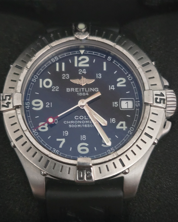 Breitling Colt 38MM Quartz Black Dial Rubber Strap (A74350)