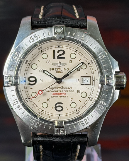 Breitling Superocean Steelfish X Plus 44MM Silver Dial Leather Strap (A17390)