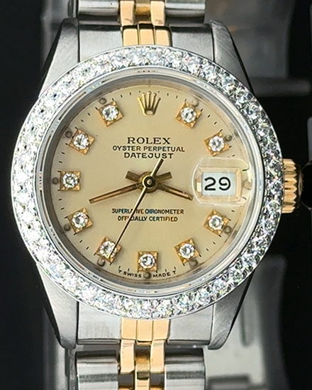 1989 Rolex Lady-Datejust 26MM Aftermarket Champagne Dial Two-Tone Jubilee Bracelet (69173)