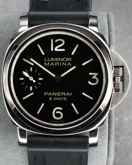 2017 Panerai Luminor Marina 8 Days 44MM Black Dial Aftermarket Rubber Strap (PAM00510)
