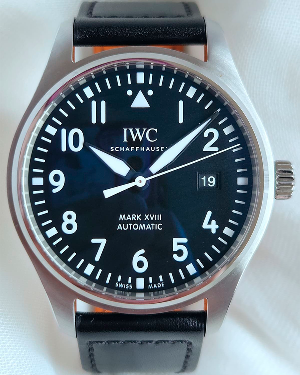 (Working) 2017 IWC Schaffhausen Pilot Mark XVIII 40MM Black Dial Leather Strap (IW327001)