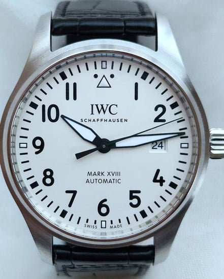 2019 IWC Schaffhausen Pilot Mark XVIII 40MM Silver Dial Leather Strap (IW327002)