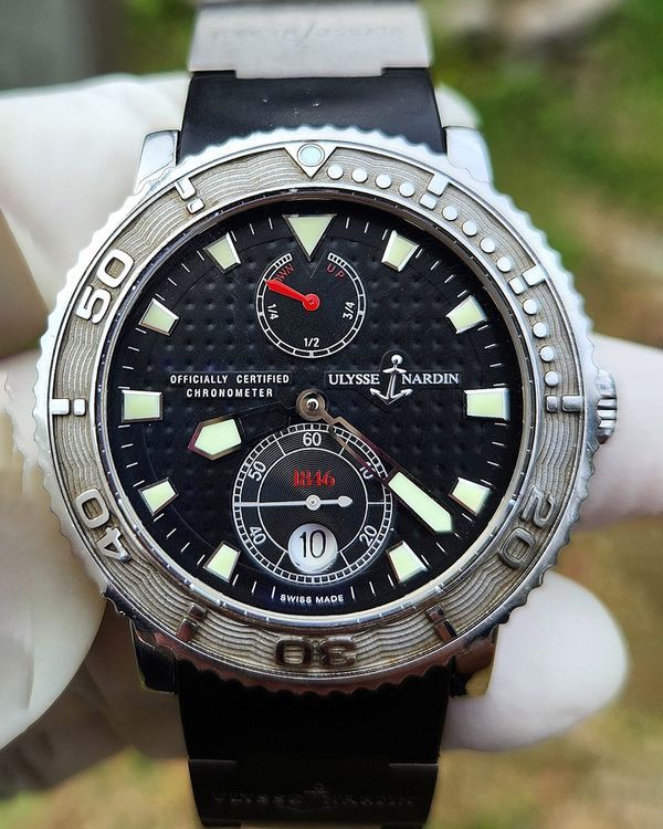 (SR: END SAT/SUN) Ulysse Nardin Marine Maxi Diver 40MM Black Dial Rubber Strap (263-55-3/92)
