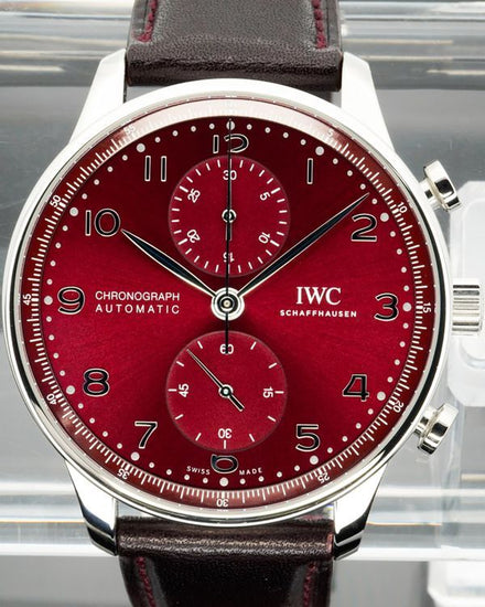 2026 IWC Schaffhausen Portugieser Chronograph 41MM Red Dial Leather Strap (IW371616)