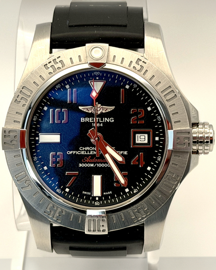 2015 Breitling Avenger II Seawolf 44MM Black Dial Rubber Strap (A1733110/BC31)
