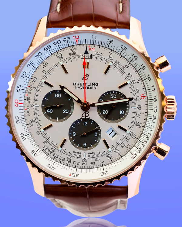 2020 Breitling Navitimer B01 Chronograph 46MM Ivory Dial Leather Strap (RB0127)