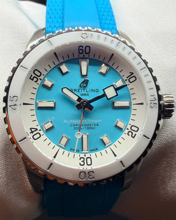 Breitling Superocean 36MM Blue Dial Rubber Strap (A17377211C1S1)