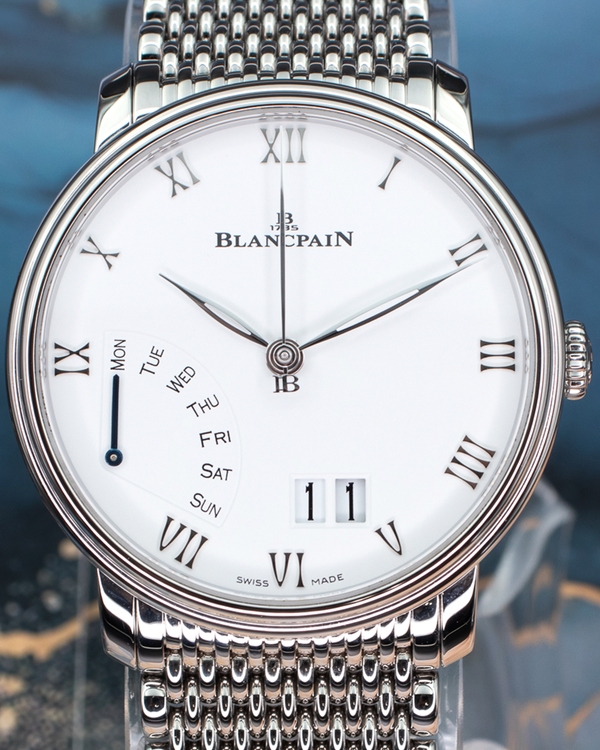 2022 Blancpain Villeret Grande Date Jour Rétrograde 40.5MM White Dial Steel Bracelet (6668-1127-MMB)