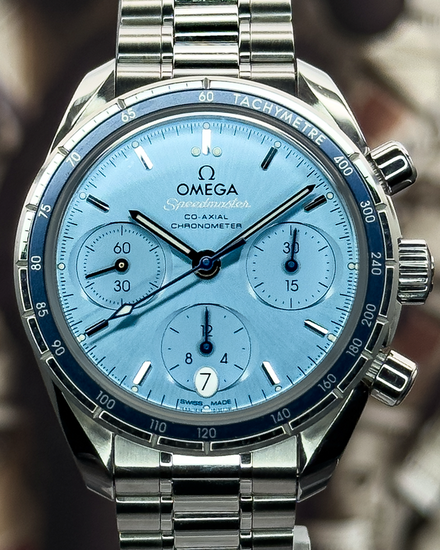 No Reserve - 2024 Omega Speedmaster Chronograph 38MM Blue Dial Steel Bracelet (324.30.38.50.03.001)