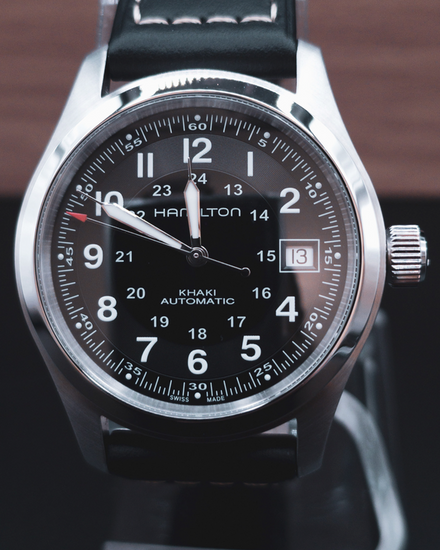 Hamilton Khaki Field 38MM Black Dial Leather strap (H704551)
