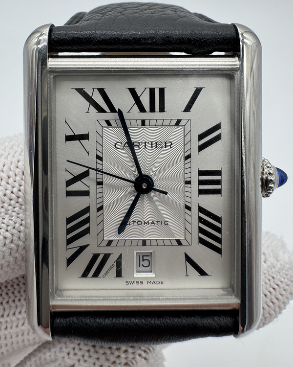 Cartier Tank Must XL 40MM Silver Dial Leather Strap (4324)