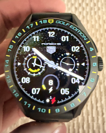 2025 Tag Heuer Connected Modular Golf Edition 45MM Quartz Black Dial Rubber Strap (SBR8A85.EB0338)