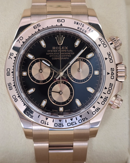 2023 Rolex Cosmograph Daytona 40MM Black Dial Rose Gold Oyster Bracelet (116505)