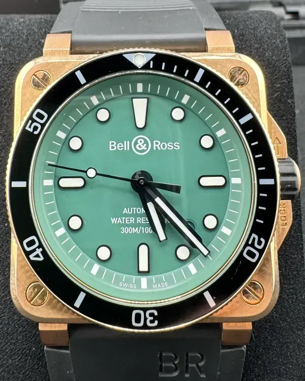 No Reserve - 2024 Bell & Ross BR 03-92 Diver Bronze L.E. 42MM Green Dial Rubber Strap (BR0392-D-LT-BR/SRB)