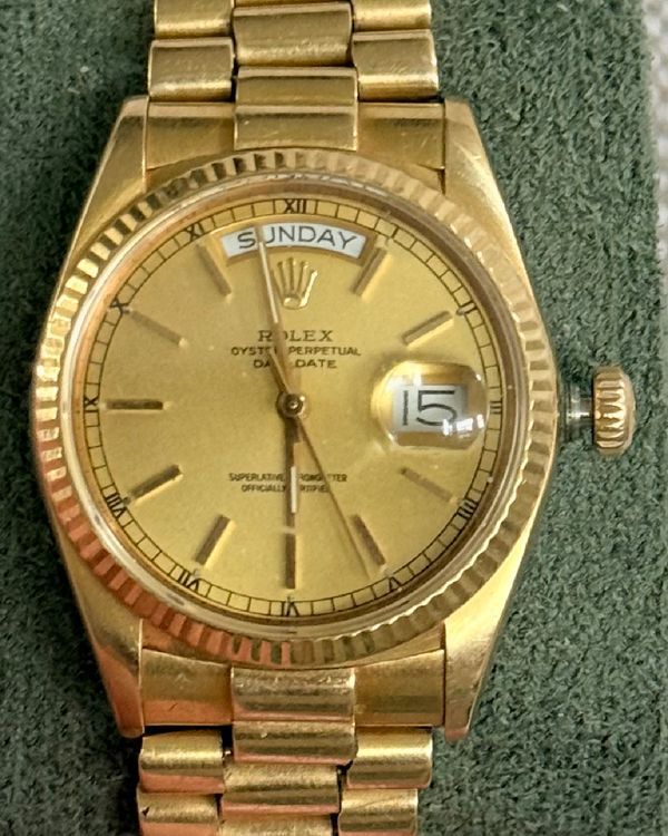 Rolex Day-Date 36MM Champagne Dial Yellow Gold President Bracelet (18038)