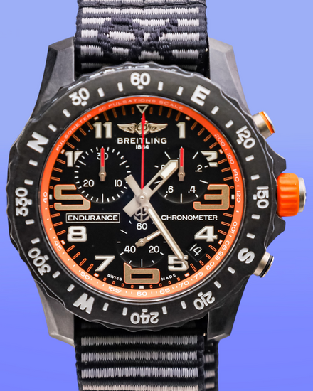 No Reserve - 2023 Breitling Endurance Pro 44MM Quartz Black Dial Textile Strap (X82310)