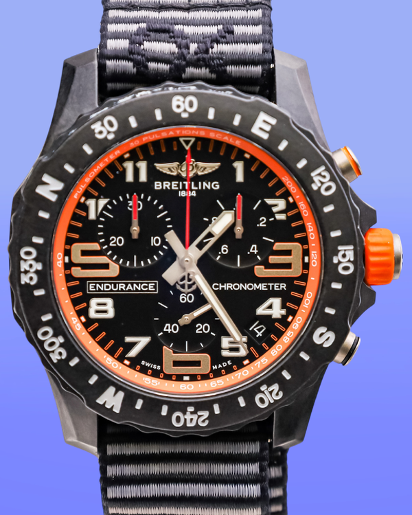 No Reserve - 2023 Breitling Endurance Pro 44MM Quartz Black Dial Textile Strap (X82310)