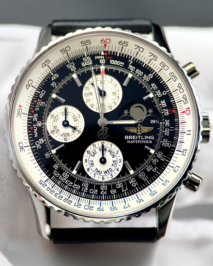 Breitling Navitimer Moonphase Annual Calendar "Japan" L. E. 42MM Black Dial Leather Strap (A19322)