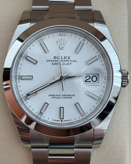 2026 Rolex Datejust 41MM White Dial Oyster Bracelet (126300)