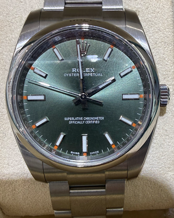 2017 Rolex Oyster Perpetual 34MM Green Dial Oyster Bracelet (114200)