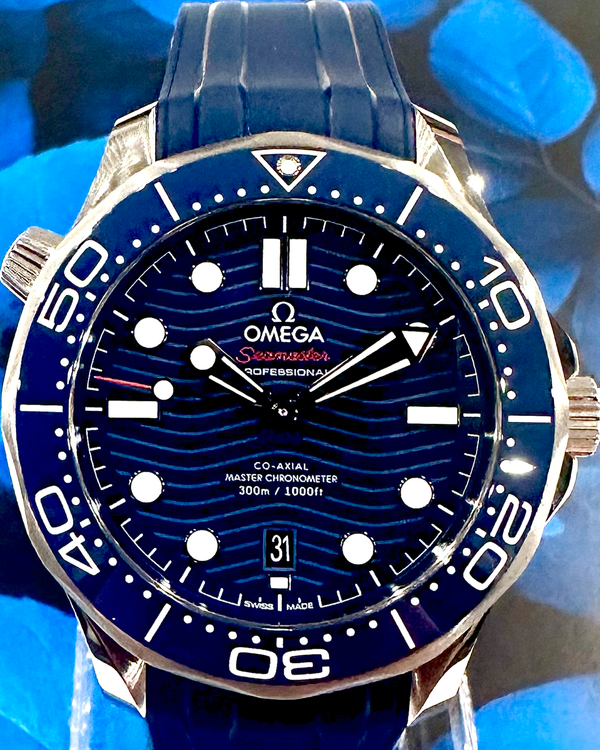 No Reserve - 2025 Omega Seamaster Diver 300M 42MM Blue Dial Rubber Strap (210.32.42.20.03.001)